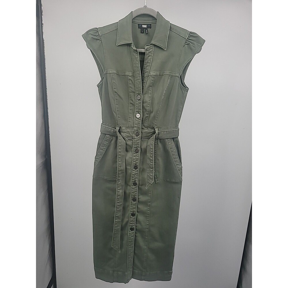 Paige Utility Midi Jaxsyn Dress Sz 2 Office Career Work Teacher Event Preppy